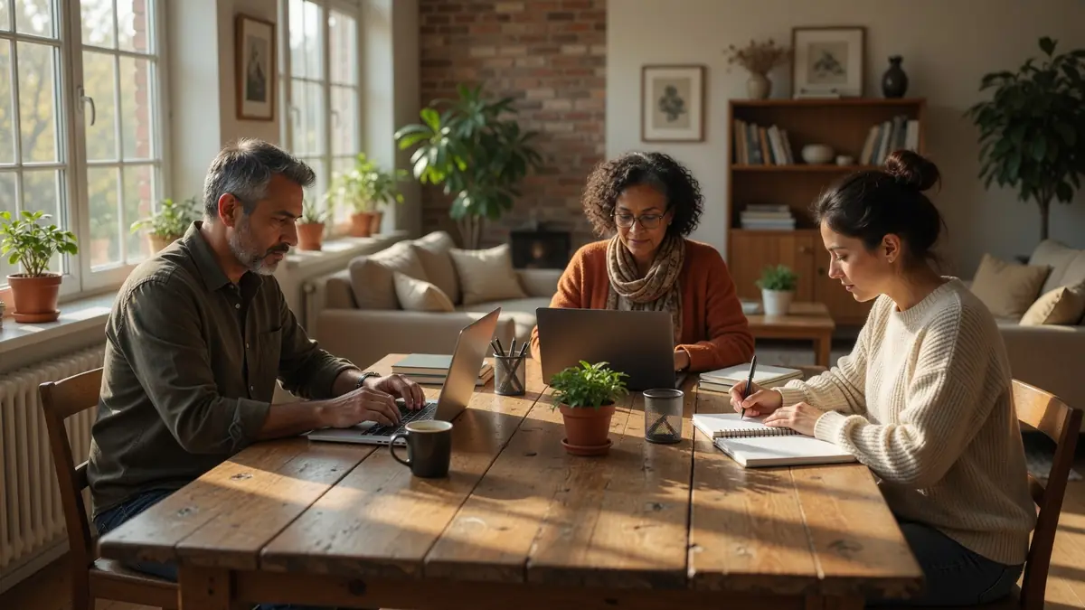 People working together at a shared table